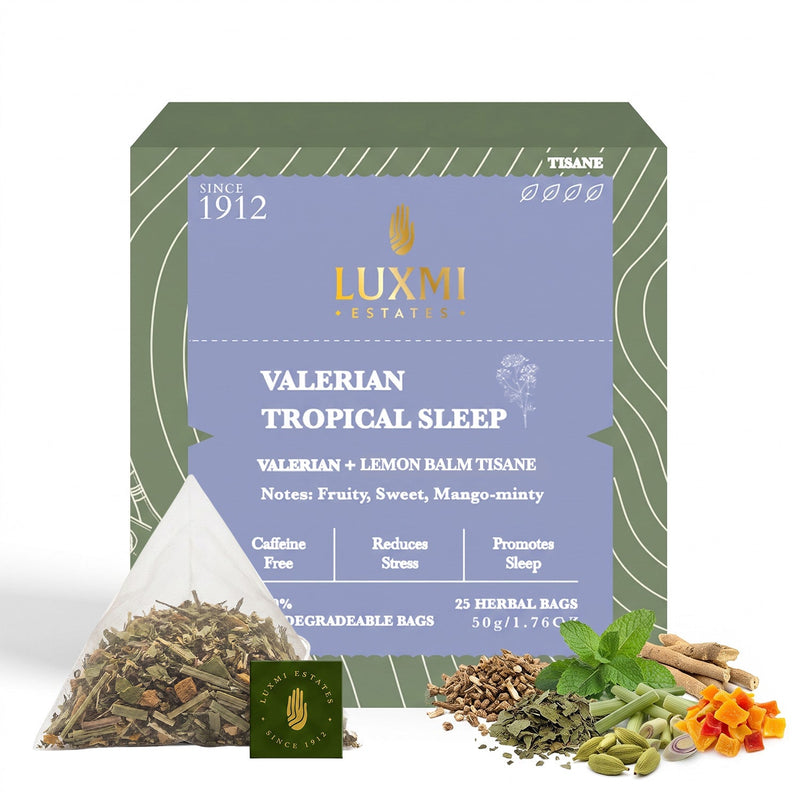 Valerian Tropical Sleep 25 teabags Valerian + Lemon Balm - Luxmi Estates USA