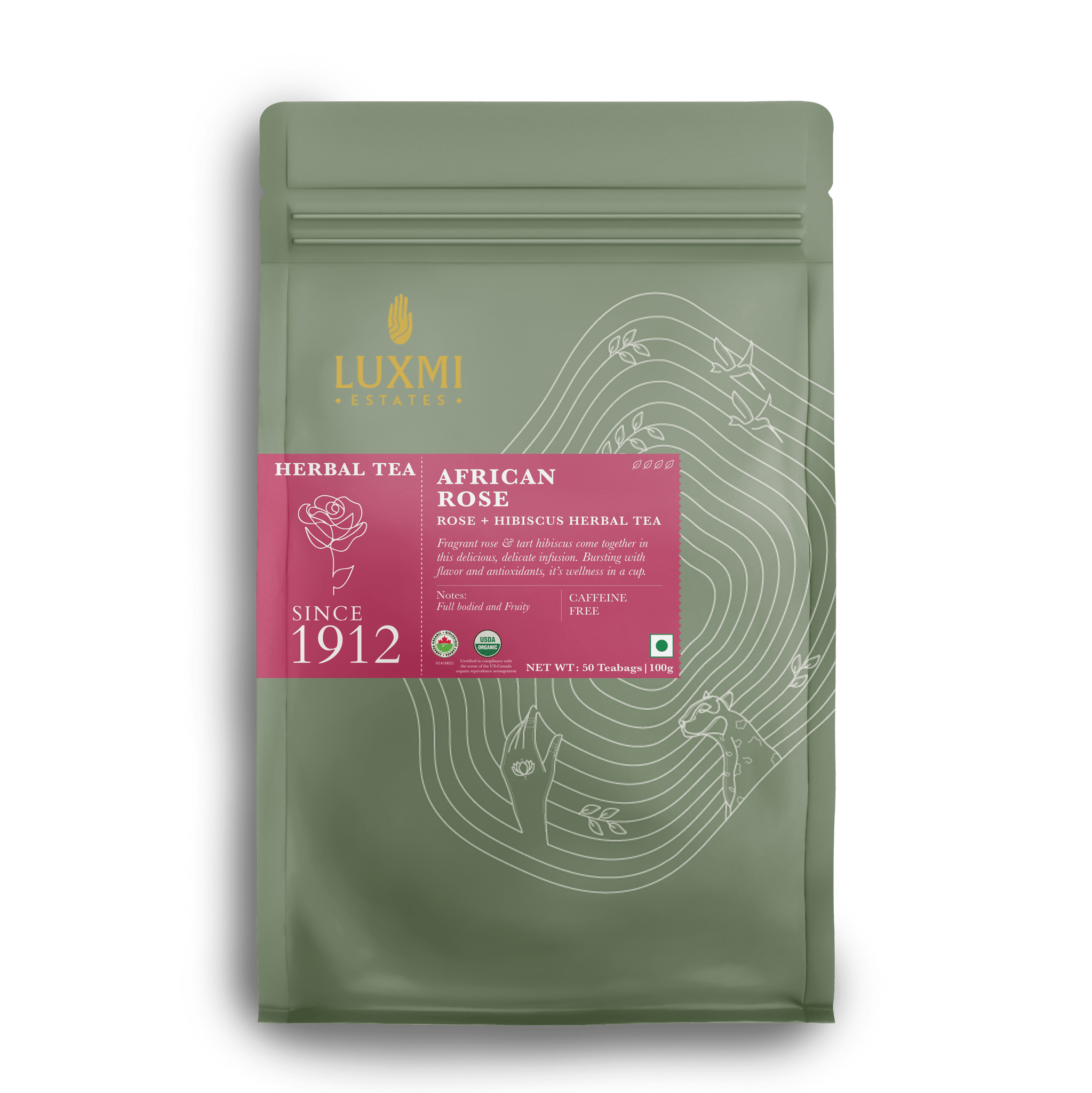 African Rose | 50 Tea Bags | Organic Herbal Tea PACK OF 3