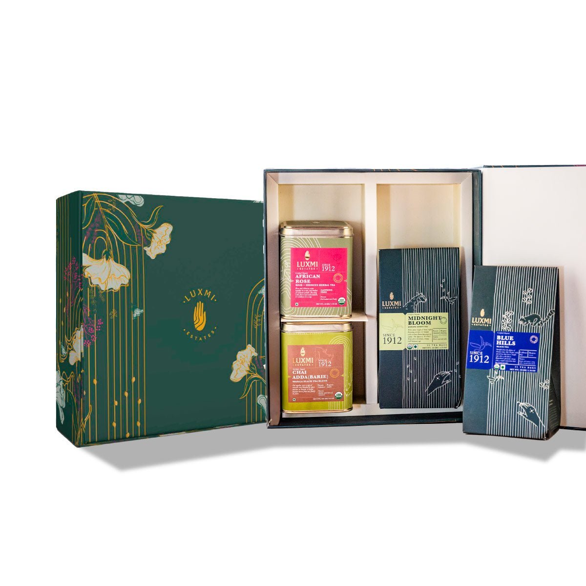Organic Assorted Classic Collection Tea Gift Box | 1 Herbal Tea, 1 Green Tea, 2 Black Tea