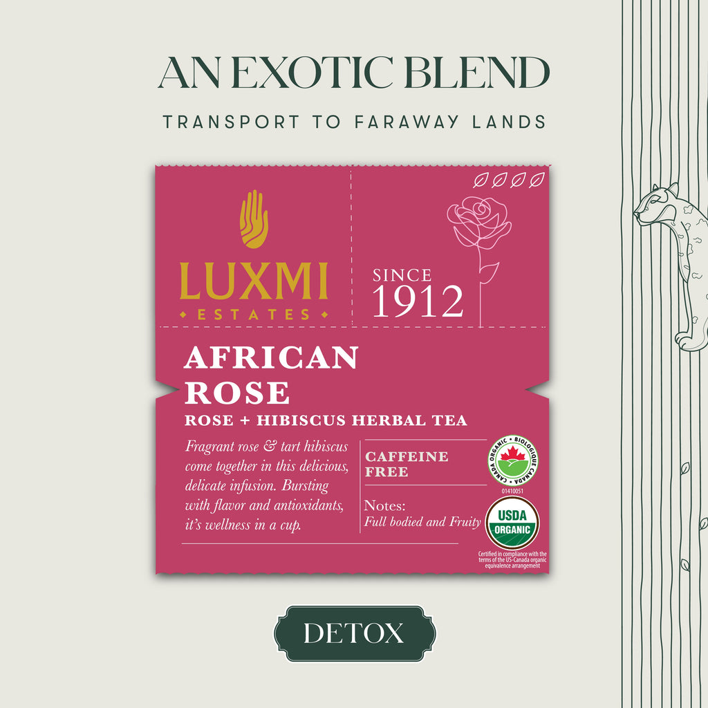 African Rose | 50 Tea Bags | Organic Herbal Tea - Luxmi Estates USA