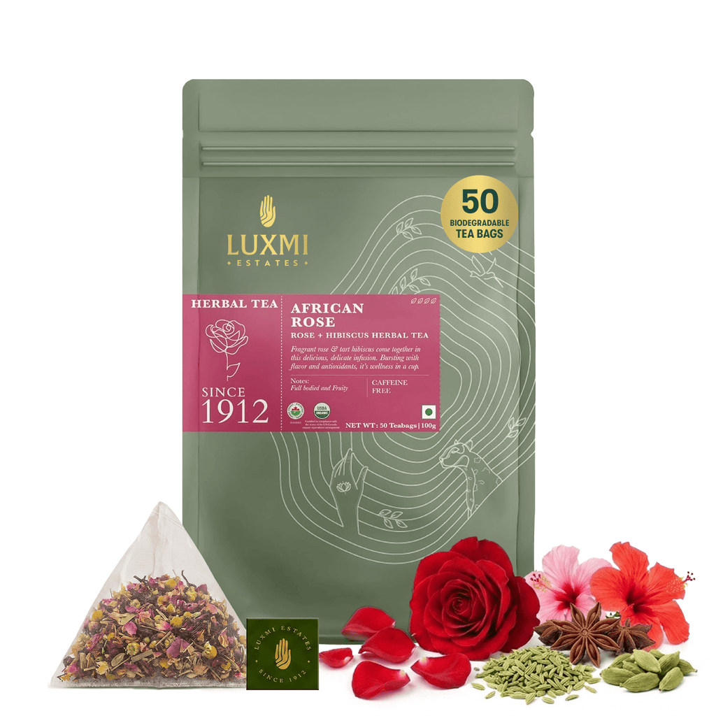 African Rose | 50 Tea Bags | Organic Herbal Tea - Luxmi Estates USA