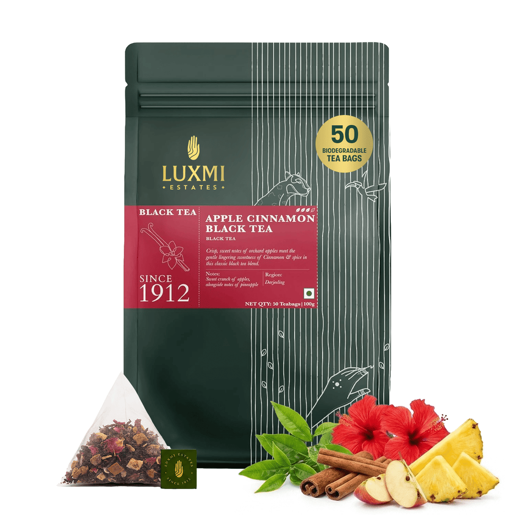 Apple Cinnamon Black Tea | 50 Tea Bags | Organic Black Tea - Luxmi Estates USA