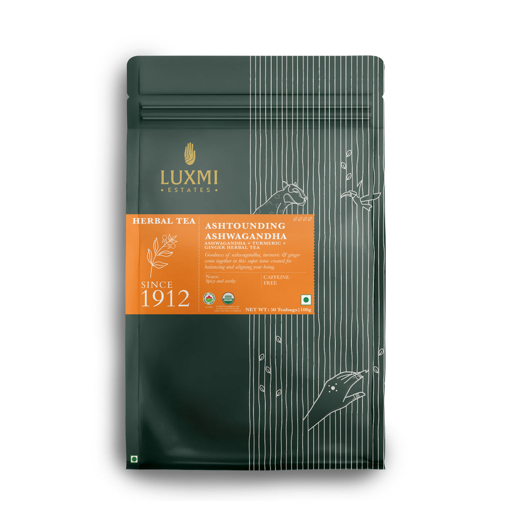 Ashwagandha Turmeric | 50 Tea Bags | Organic Herbal Tea - Luxmi Estates USA