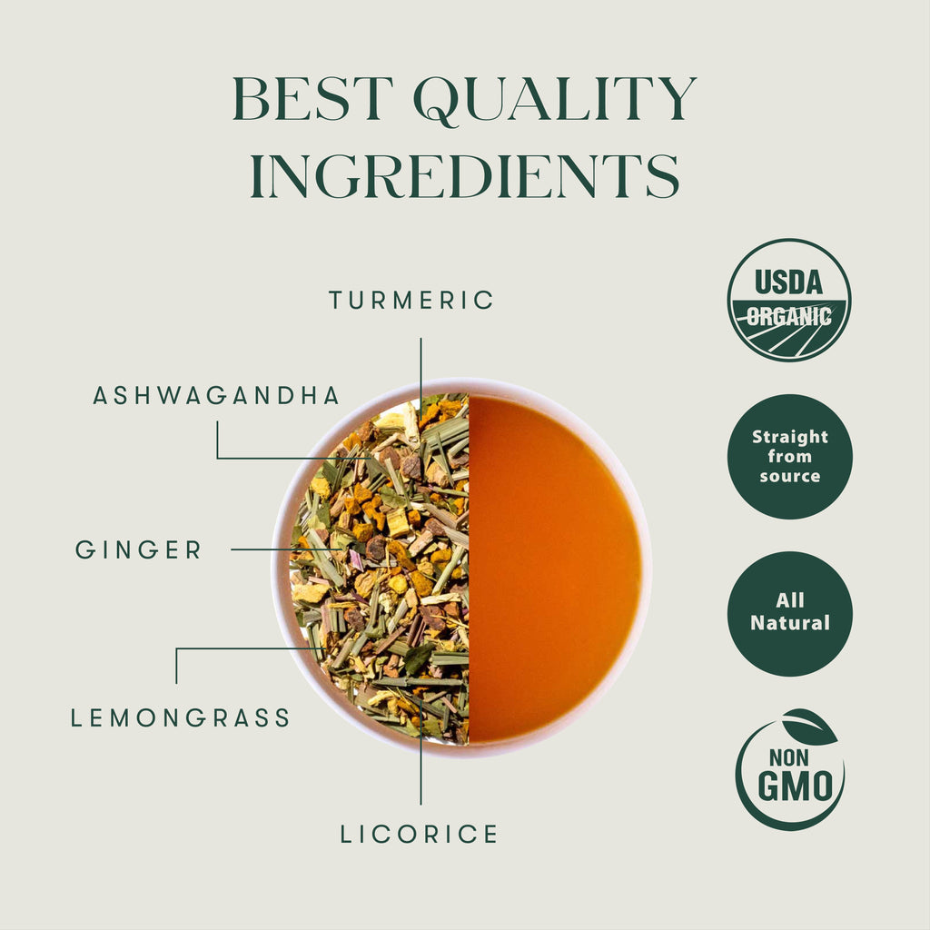 Ashwagandha Turmeric | 50 Tea Bags | Organic Herbal Tea - Luxmi Estates USA