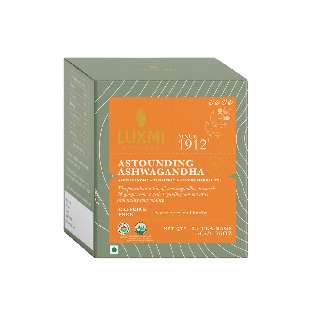 Astounding Ashwagandha | 25 Tea Bags | Organic Herbal Tea - Luxmi Estates USA