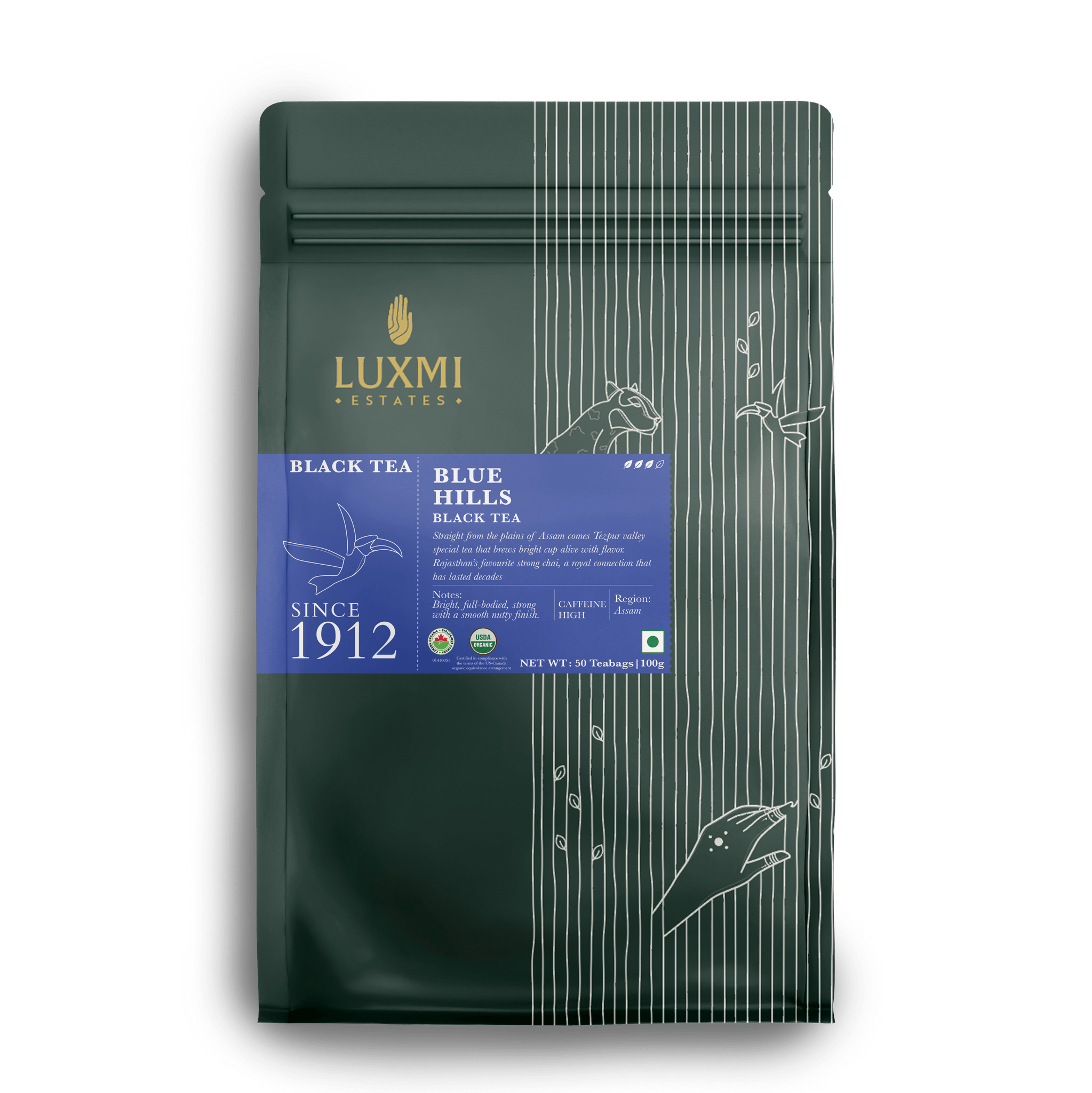 Blue Hills, 50 Tea Bags | Jodhpur Black CTC Tea Blend PACK OF 3 - Luxmi Estates USA