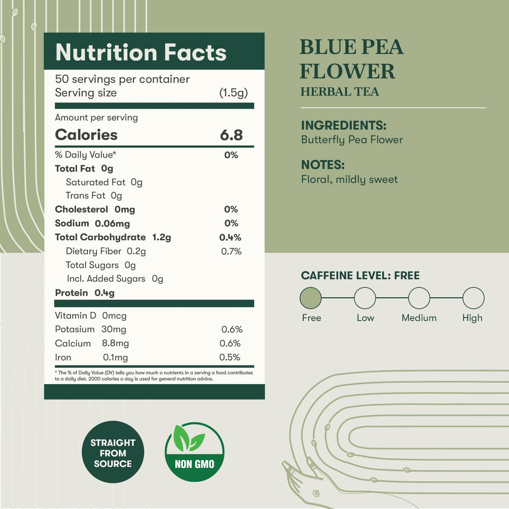 Blue Pea Flower | 50 Tea Bags | Herbal Tea - Luxmi Estates USA