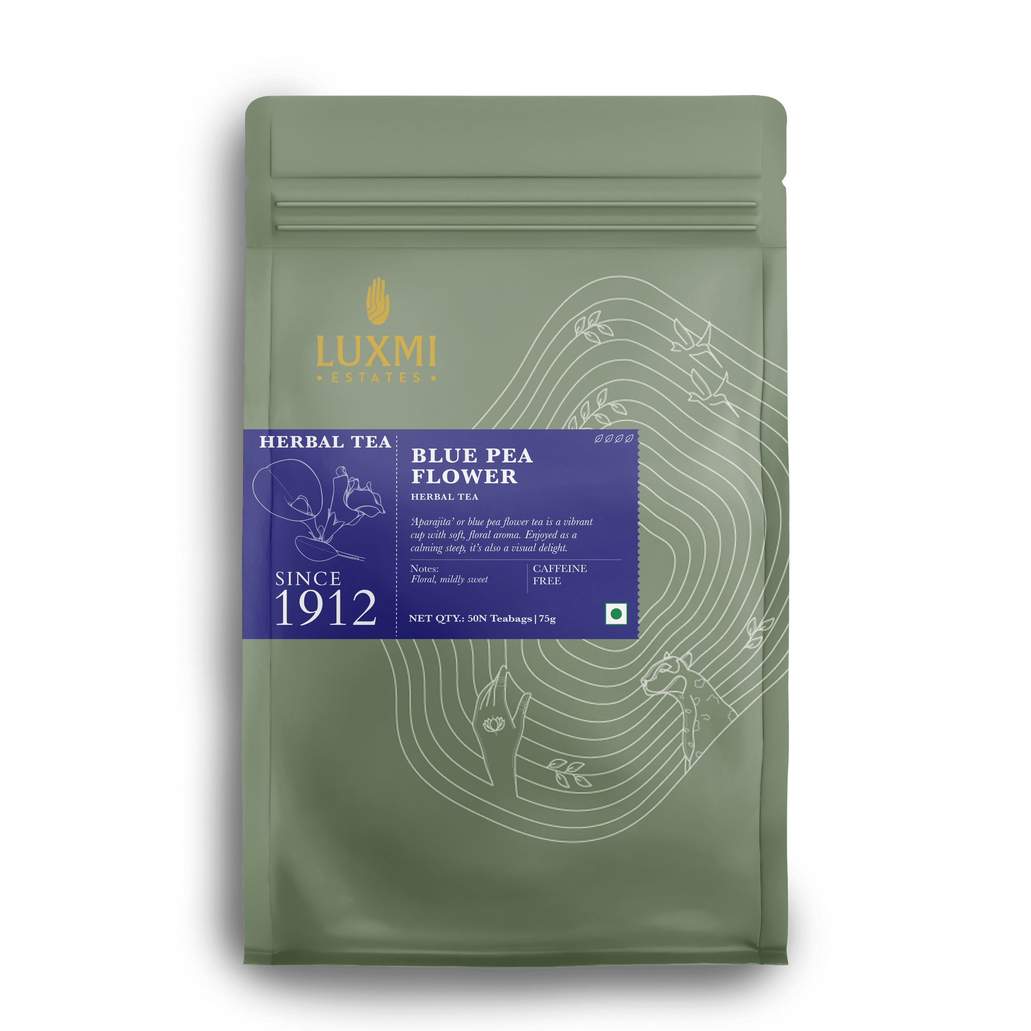 Blue Pea Flower | 50 Tea Bags | Herbal Tea PACK OF 2 - Luxmi Estates USA