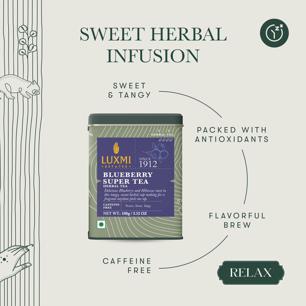 Blueberry Super Tea | 100 gm | Herbal tea - Luxmi Estates USA