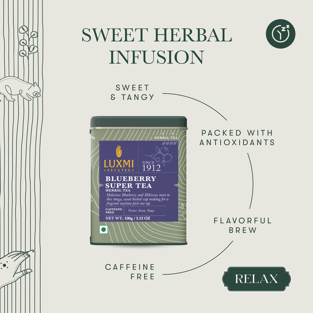 Blueberry Super Tea | 100 gm | Herbal tea - Luxmi Estates USA
