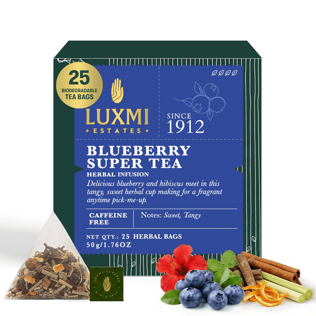Blueberry Super Tea | 25 Teabags | Herbal Tea - Luxmi Estates USA