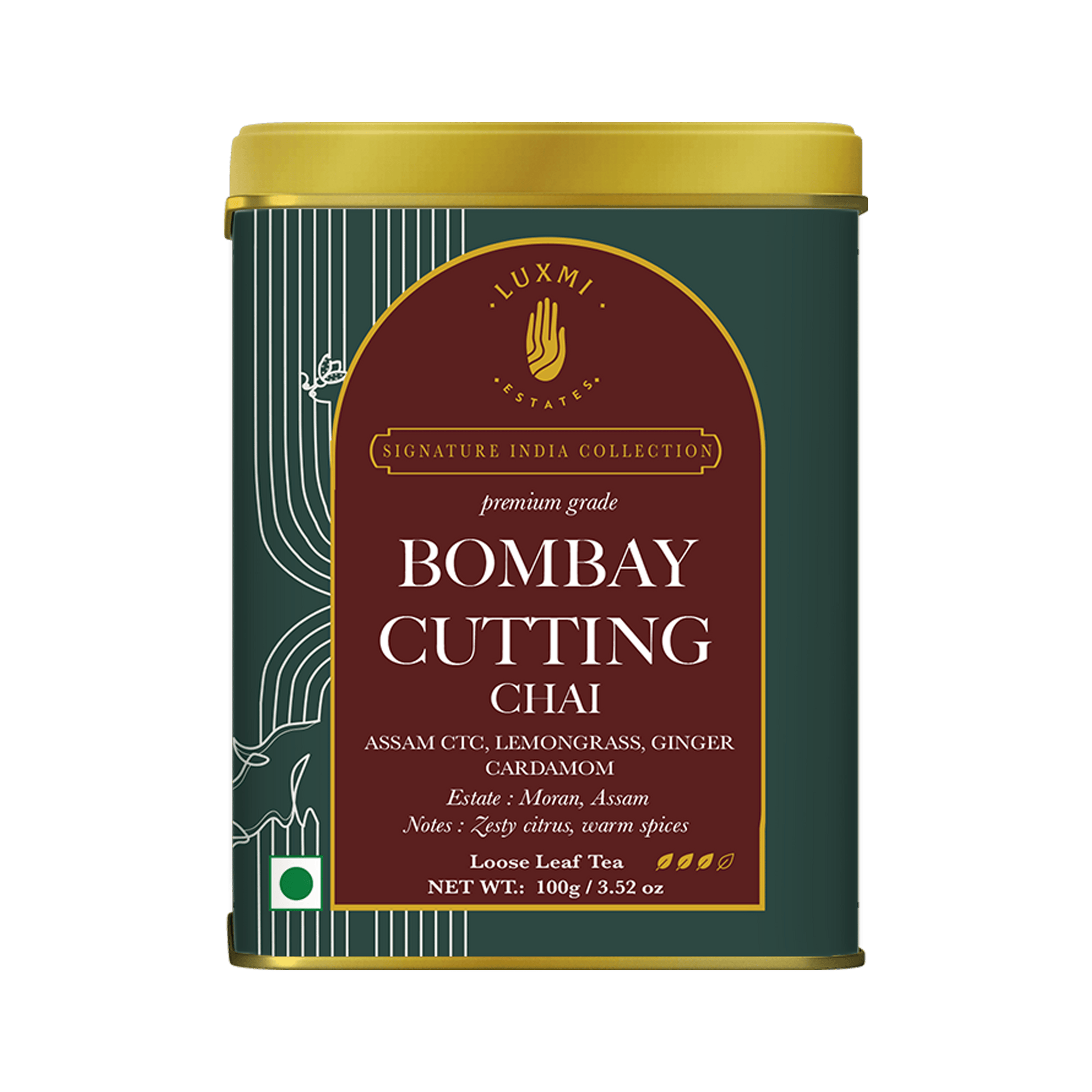 Bombay Cutting Chai | 100 gm | LUXMI Signature Tea | Assam CTC, Lemon Grass, Ginger, Cardamom - Luxmi Estates