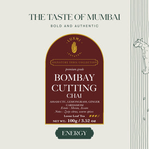 Bombay Cutting Chai | 100 gm | LUXMI Signature Tea | Assam CTC, Lemon Grass, Ginger, Cardamom - Luxmi Estates