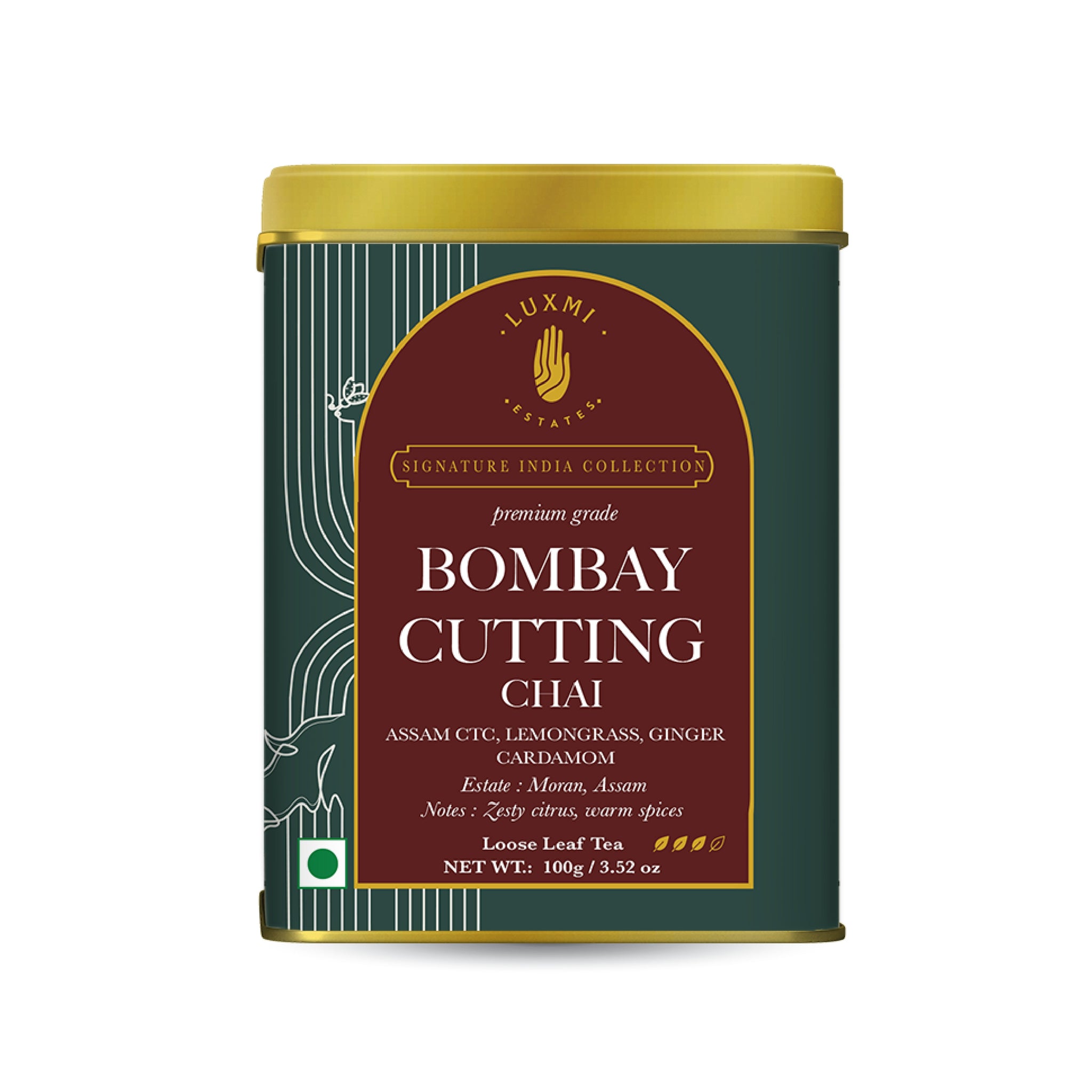 Bombay Cutting Chai | 100 gm | LUXMI Signature Tea | Assam CTC, Lemon Grass, Ginger, Cardamom - Luxmi Estates