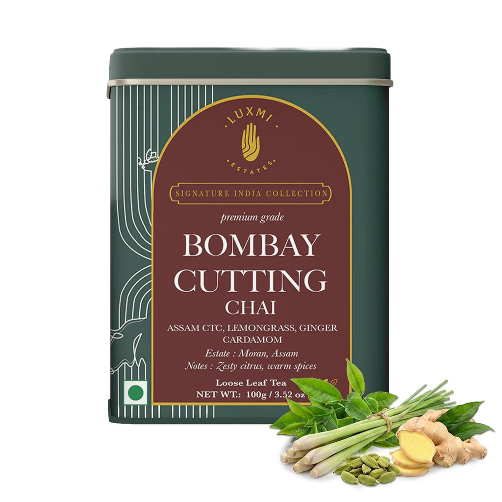 Bombay Cutting Chai | 100 gm | LUXMI Signature Tea | Assam CTC, Lemon Grass, Ginger, Cardamom - Luxmi Estates USA