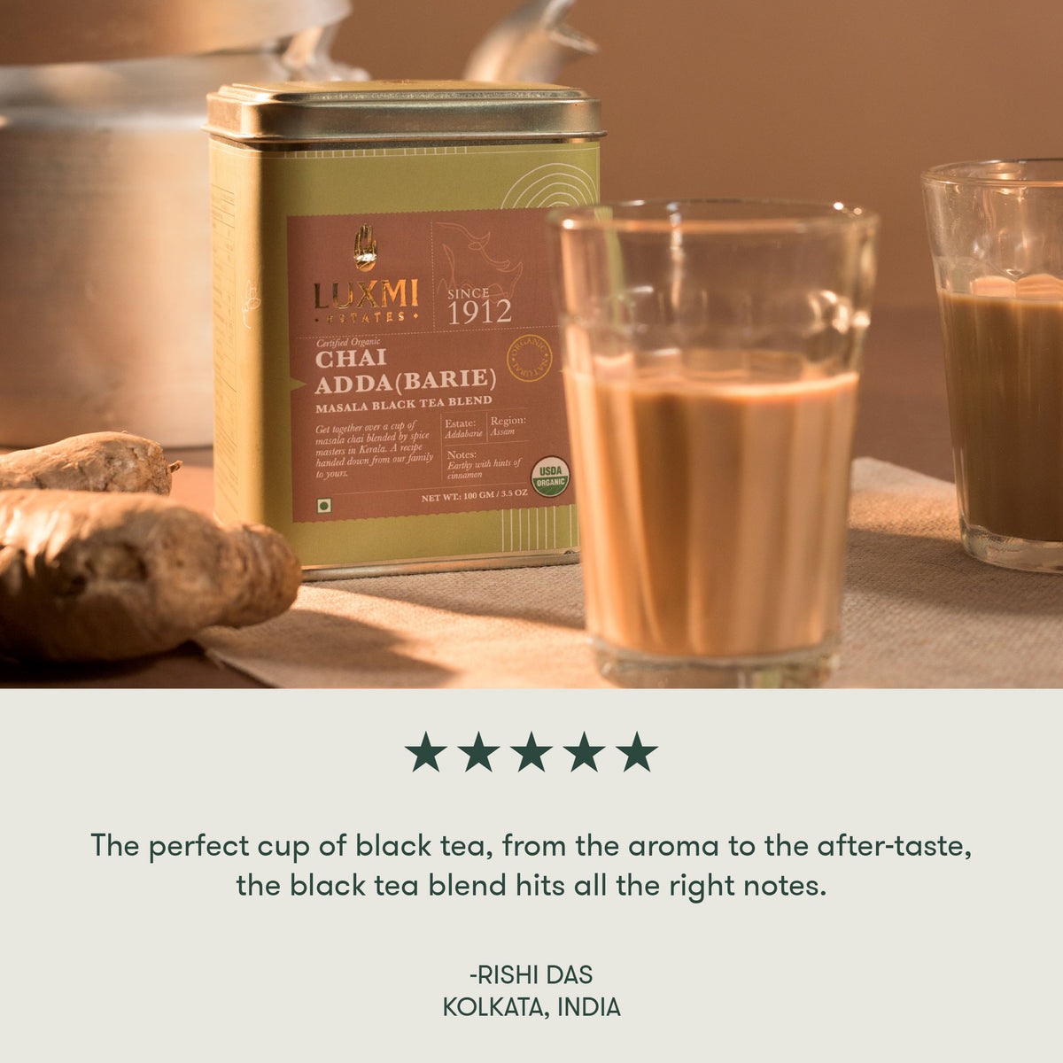 Chai Adda-Barie | 100gm | Organic Masala Chai - Luxmi Estates USA