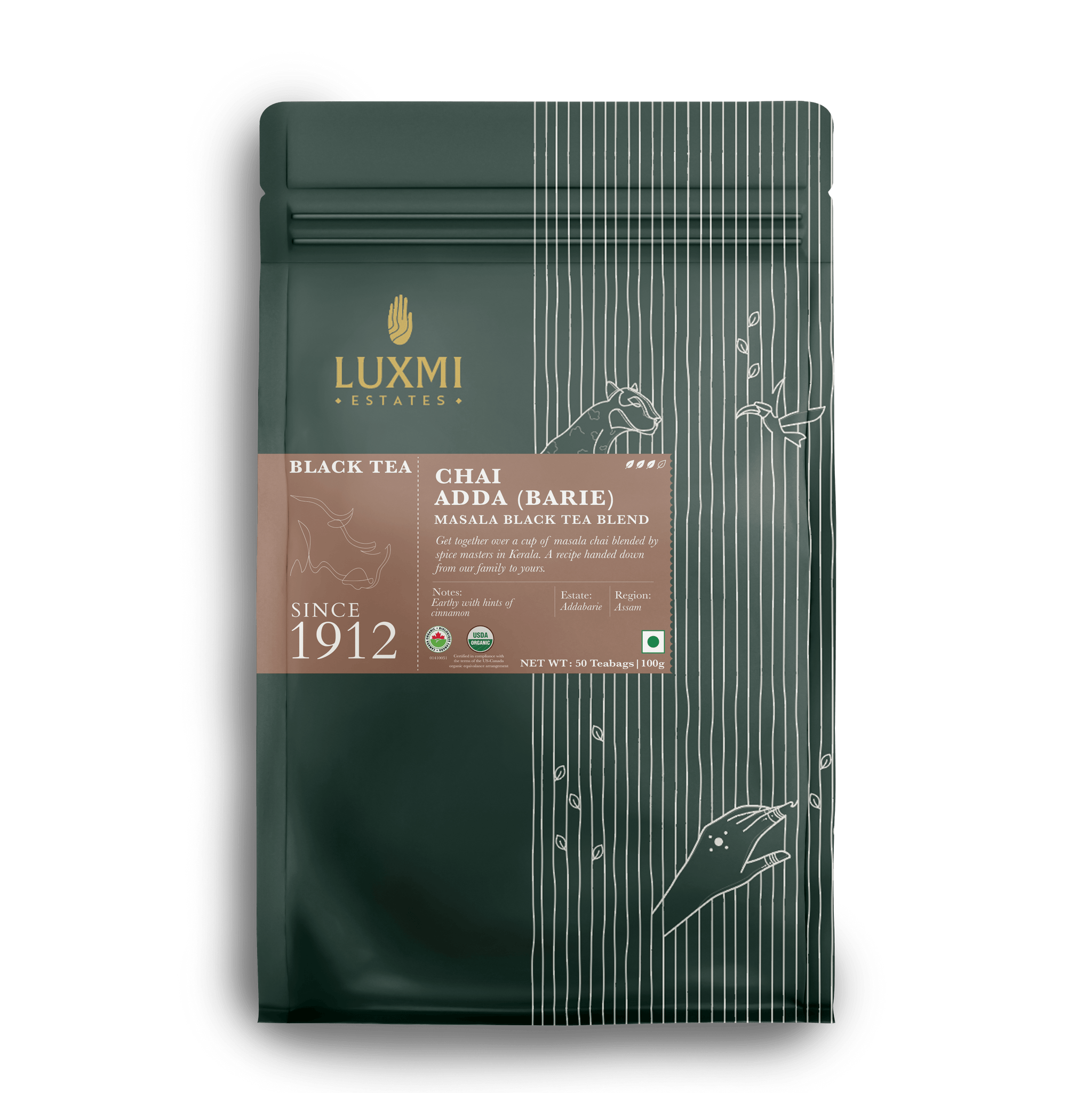 Chai Adda - Barie | 50 Tea Bags | Organic Masala Chai - Luxmi Estates