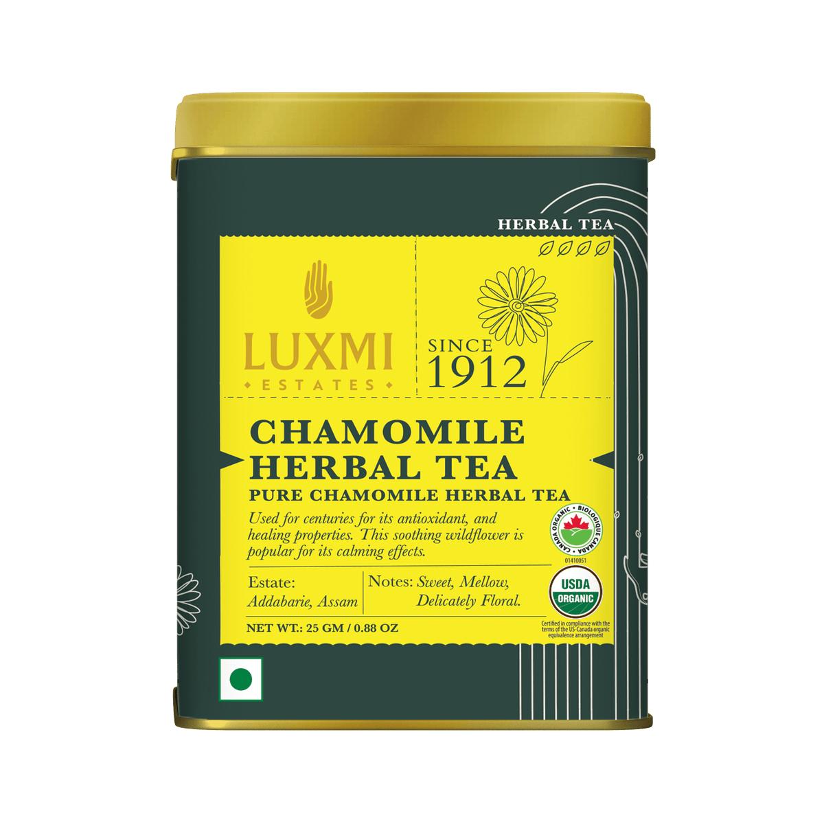 Chamomile Herbal Tea | 25gm | Organic Herbal Tea PACK OF 2 - Luxmi Estates USA