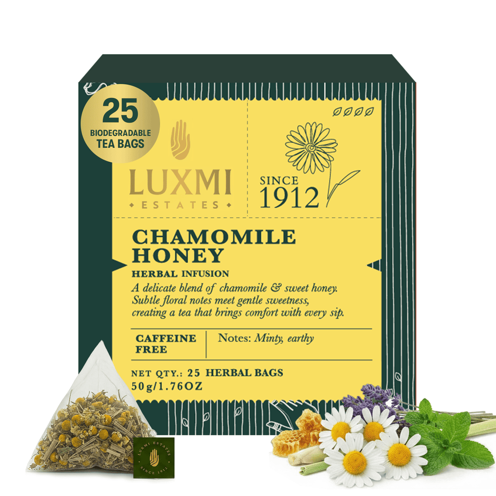 Chamomile Honey Herbal Tea | 25 Teabags - Luxmi Estates USA