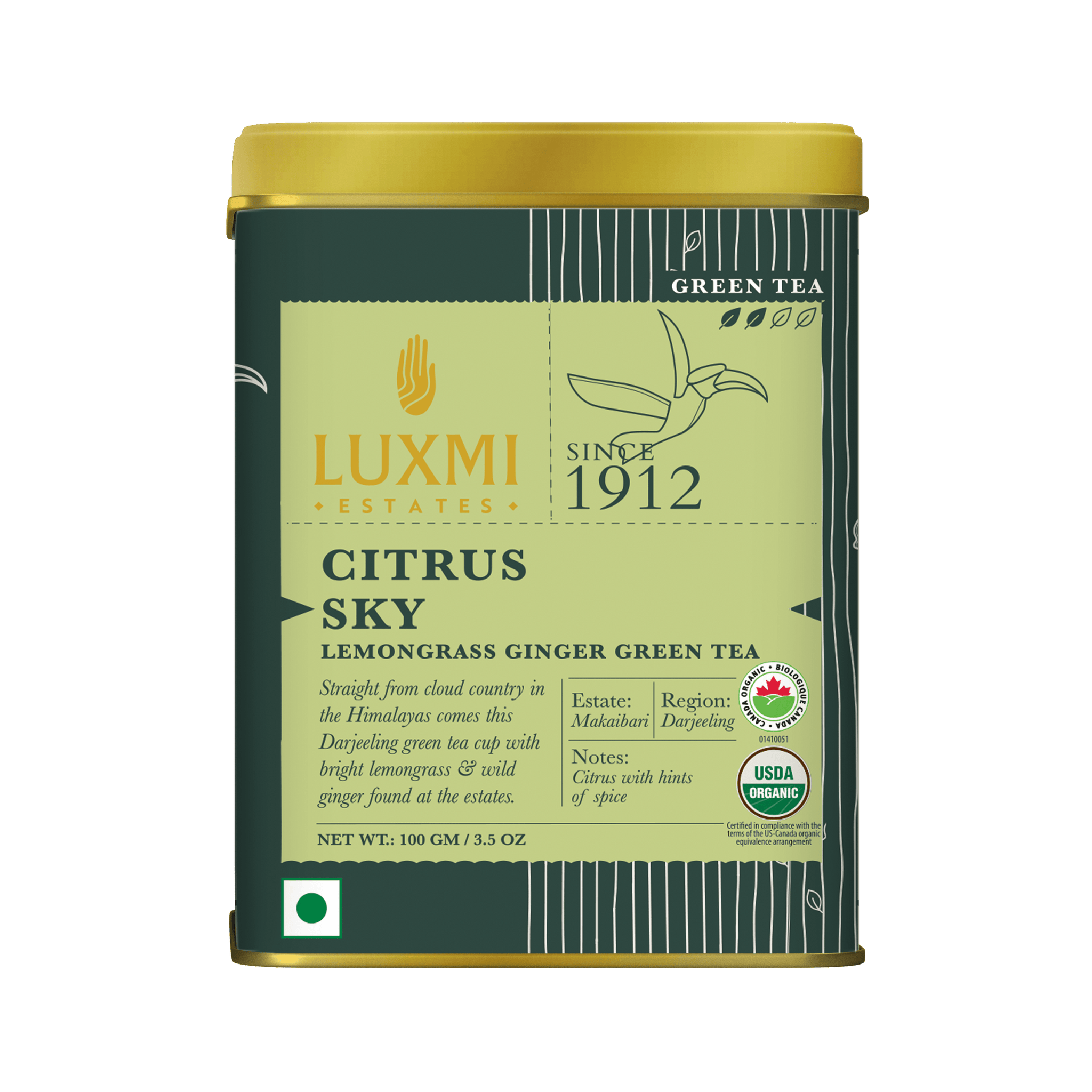 Citrus Sky | 100gm | Organic Green Tea - Luxmi Estates