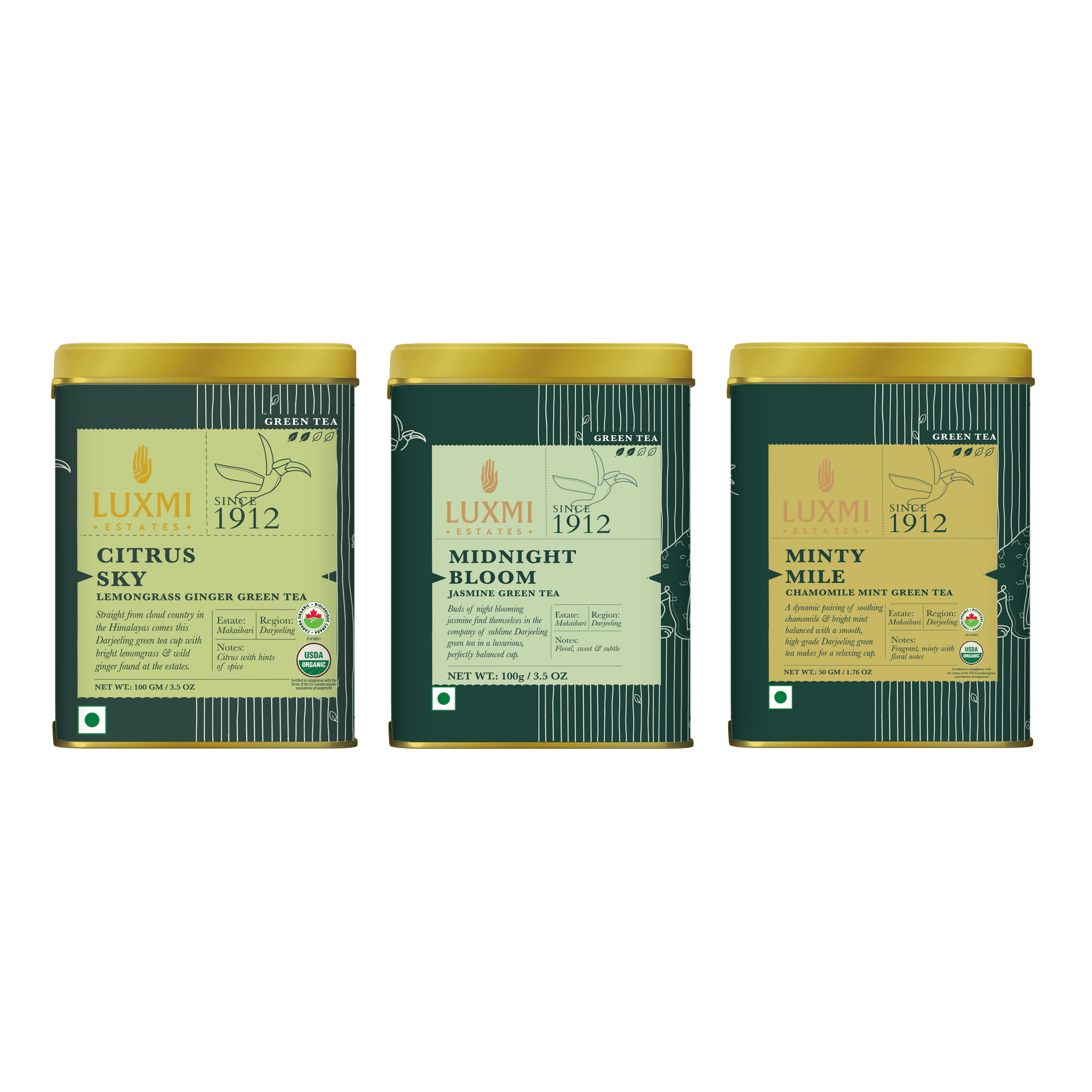 Darjeeling Organic Green loose leaf Collection - Luxmi Estates USA