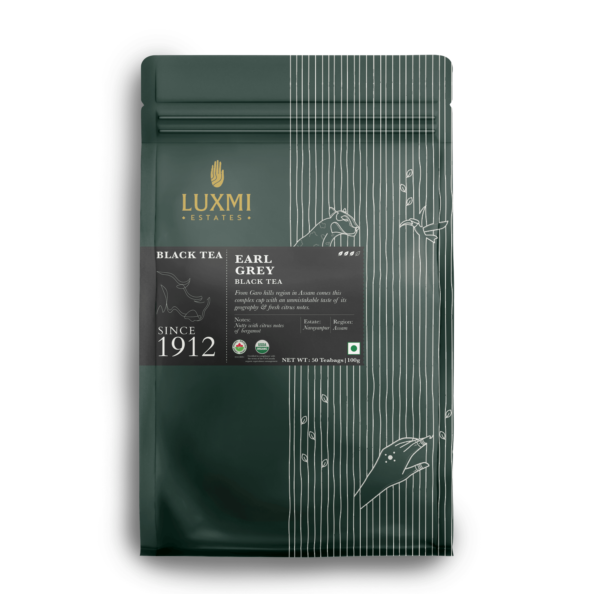 Earl Grey | 50 Tea Bags | Organic Black Tea - Luxmi Estates