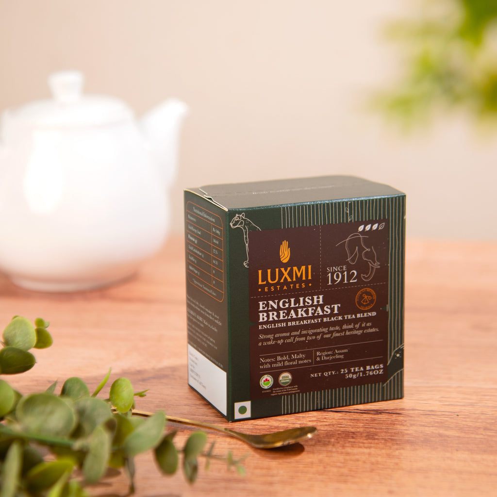 English Breakfast | 25 Tea Bags | Organic Blend Black Tea - Luxmi Estates USA