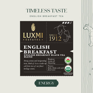 English Breakfast | 50 Tea Bags | Organic Black Tea - Luxmi Estates