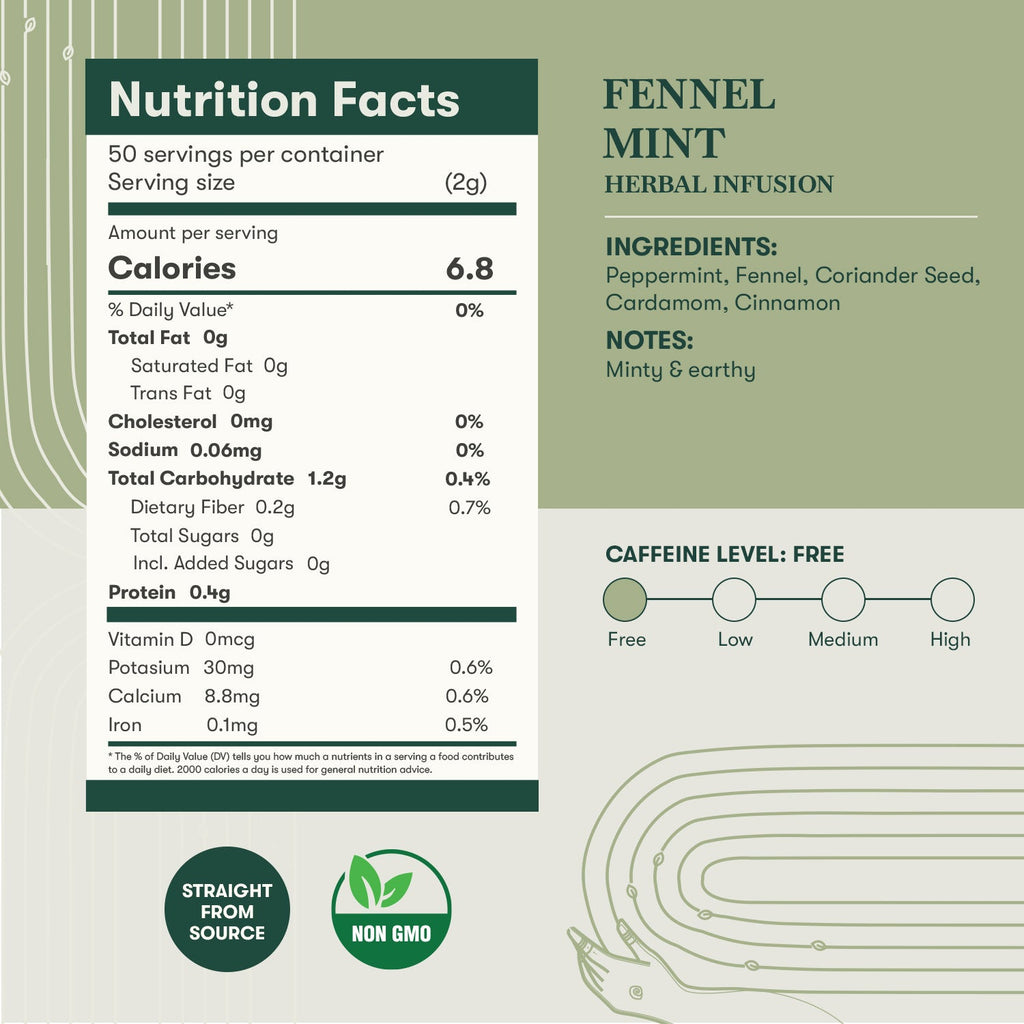 Fennel Mint Herbal Tea | 100 gm | Herbal Tea - Luxmi Estates USA