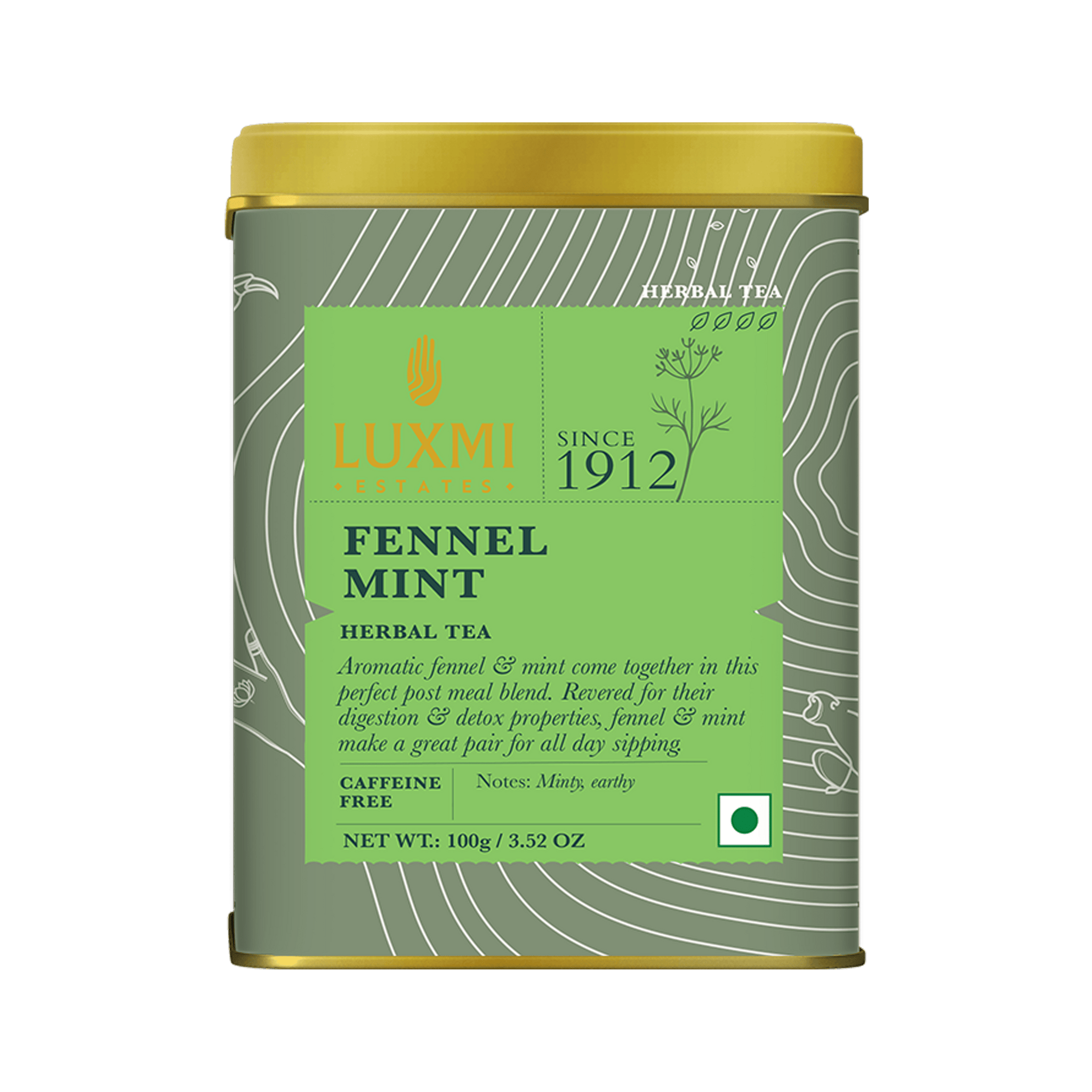 Fennel Mint Herbal Tea | 100 gm | Herbal Tea PACK OF 2 - Luxmi Estates USA