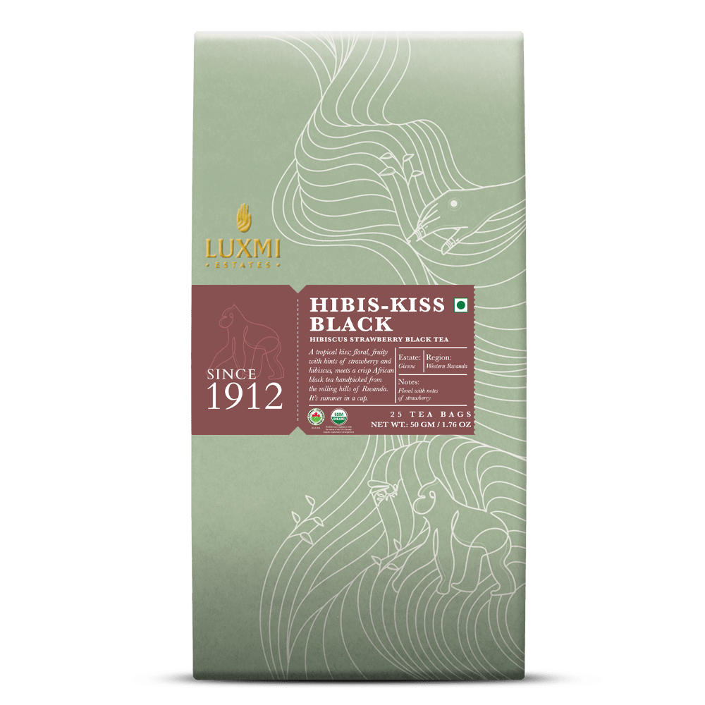Hibis - Kiss Black | 25 Tea Bags | Organic Black Tea PACK OF 3 - Luxmi Estates USA