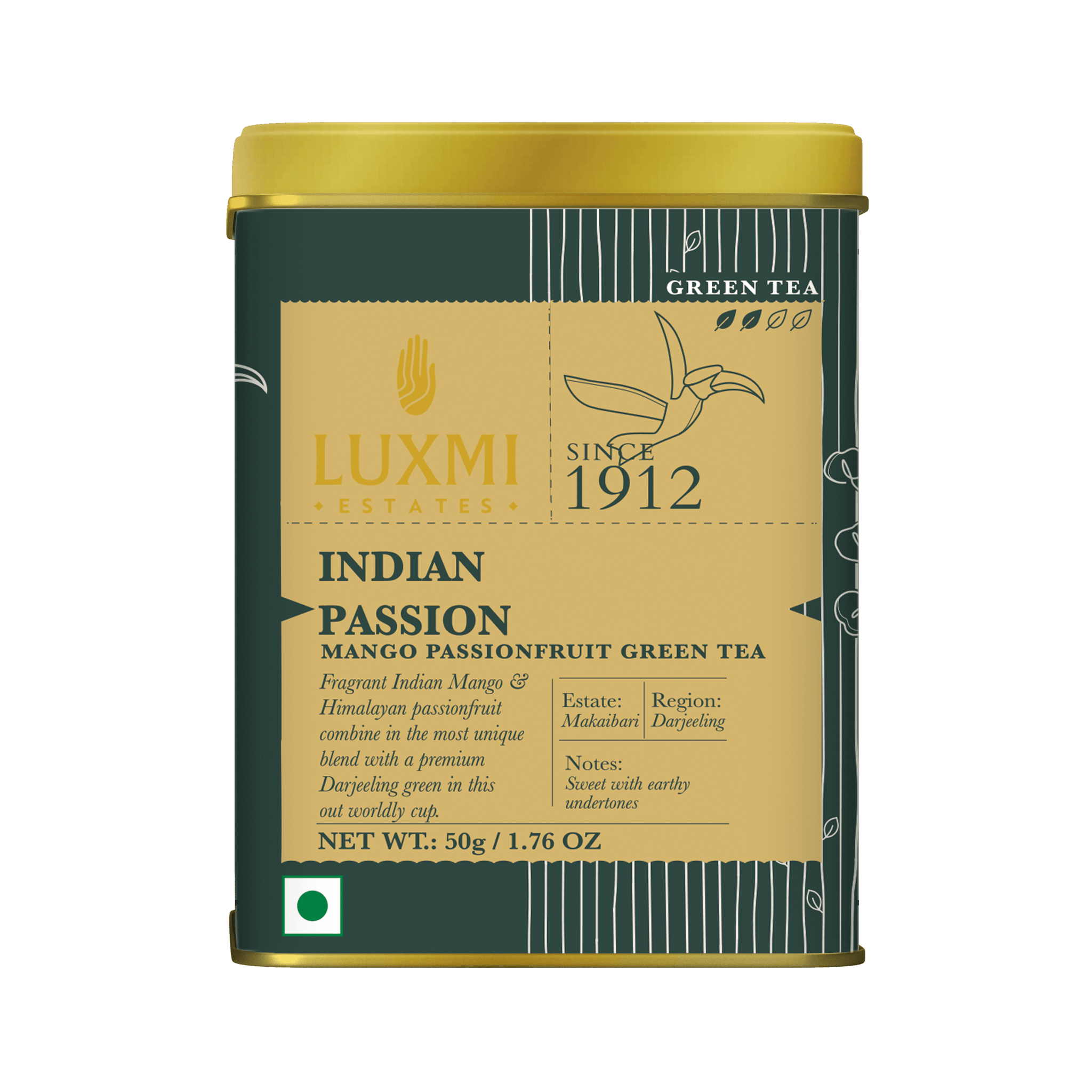 Indian Passion | 50gm | Organic Green Tea PACK OF 2 - Luxmi Estates USA