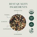 Kolkata Masala Chai | 100 gm | Luxmi Signature Tea | Assam CTC, Fennel, Ginger, Cardamom, Cinnamon, Star Anise - Luxmi Estates USA