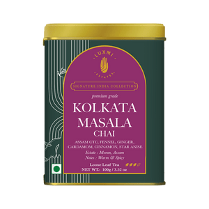 Kolkata Masala Chai | 100 gm | Luxmi Signature Tea | Assam CTC, Fennel, Ginger, Cardamom, Cinnamon, Star Anise PACK OF 2 - Luxmi Estates USA