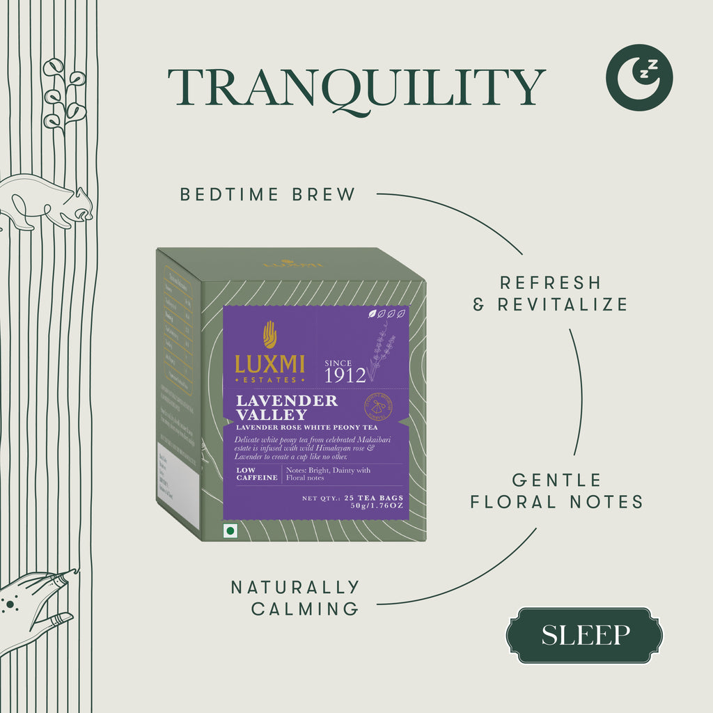 Lavender Valley | 25 Tea Bags | Organic White Tea - Luxmi Estates USA