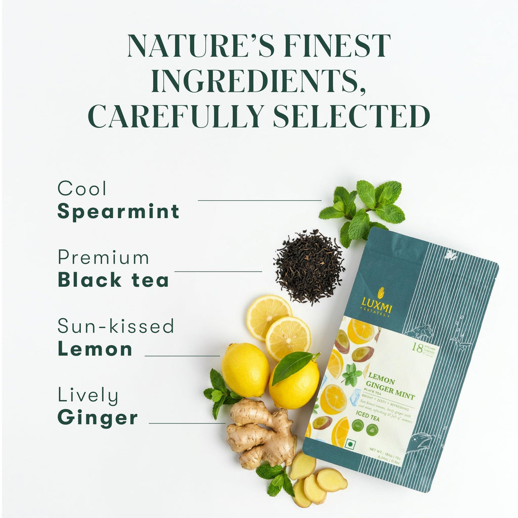 Lemon Ginger Mint Iced Tea | 18 Pitcher bags - Luxmi Estates USA