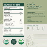 Lemon Ginger Root | 50 Tea Bags | Organic Herbal Tea - Luxmi Estates USA