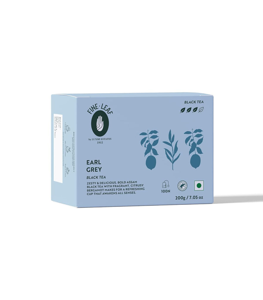 Luxmi Estates - Fine Leaf - Earl Grey | 100 Tea Bags * 2g each | 200g Pack | Black Tea - Luxmi Estates USA