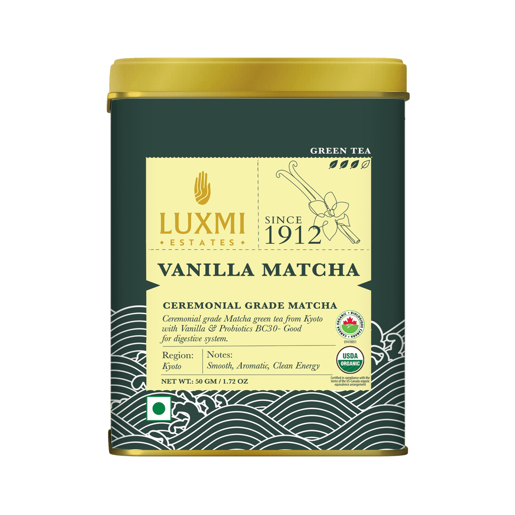 Matcha Vanilla with Probiotics | 50gm | Organic Green Tea Powder PACK OF 3 - Luxmi Estates USA