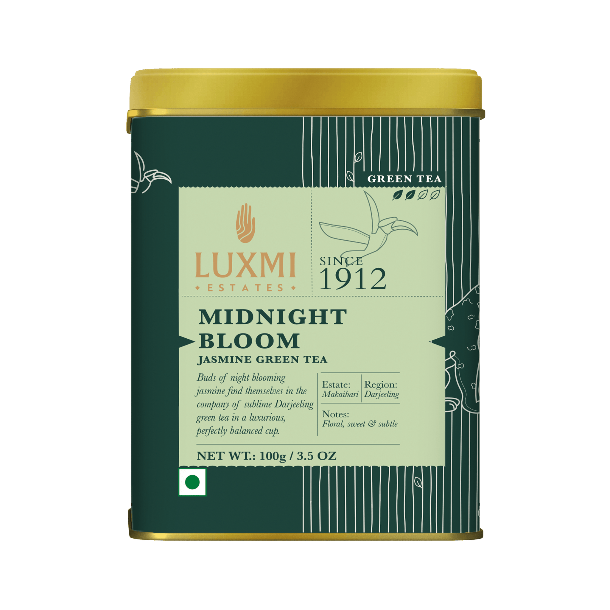 Midnight Bloom | 100gm | Organic Green Tea PACK OF 3 - Luxmi Estates USA
