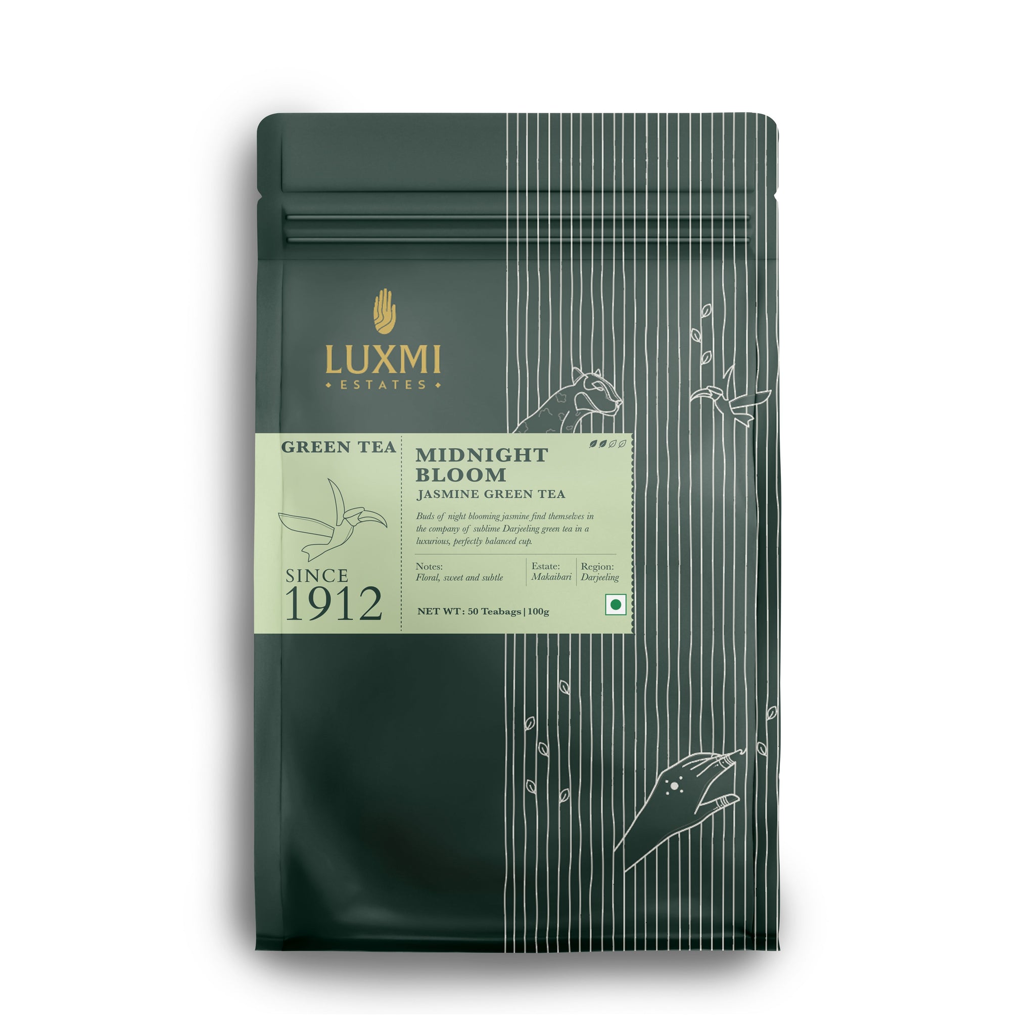 Midnight Bloom | 50 Tea Bags | Organic Green Tea - Luxmi Estates USA