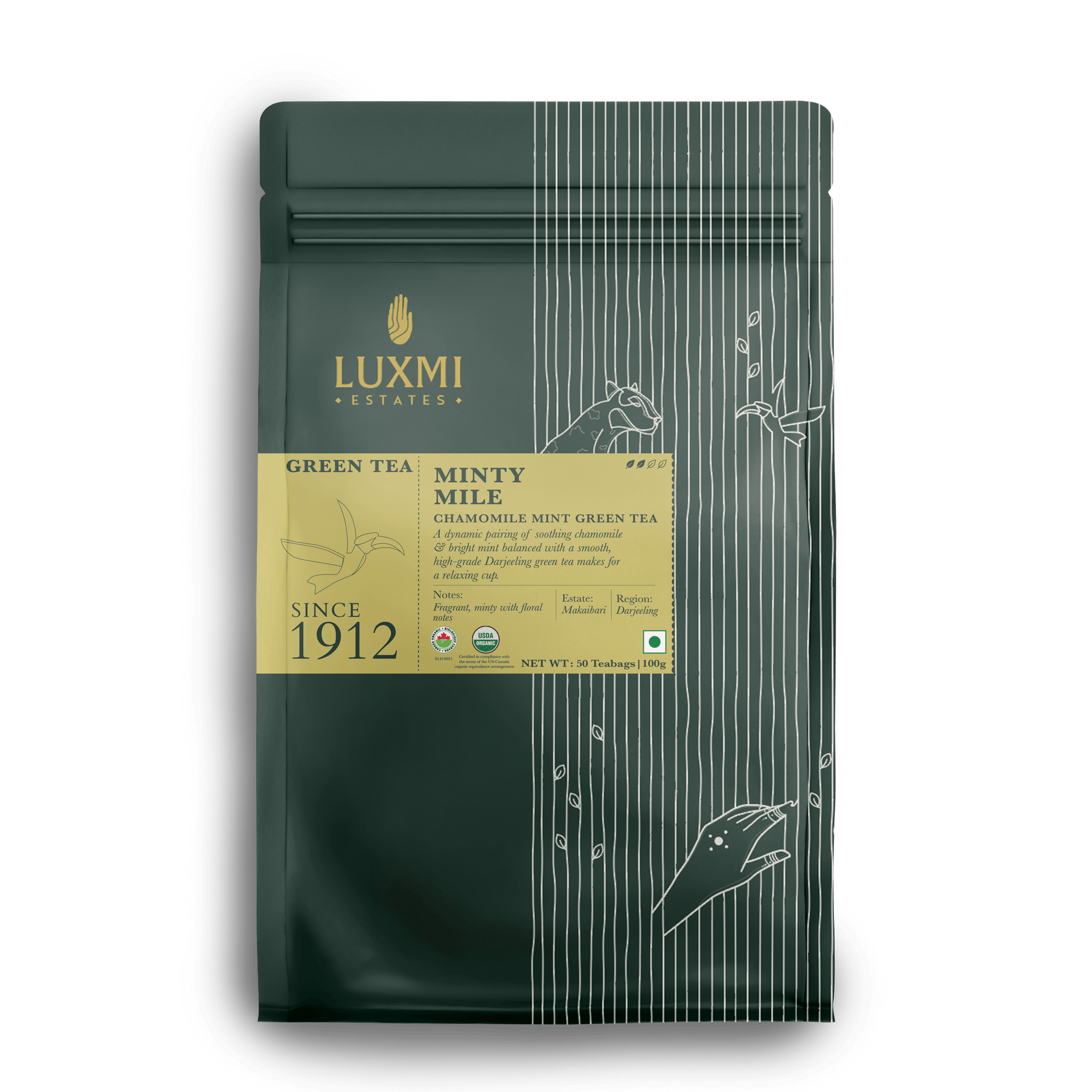 Minty Mile | 50 Tea Bags | Organic Green Tea - Luxmi Estates