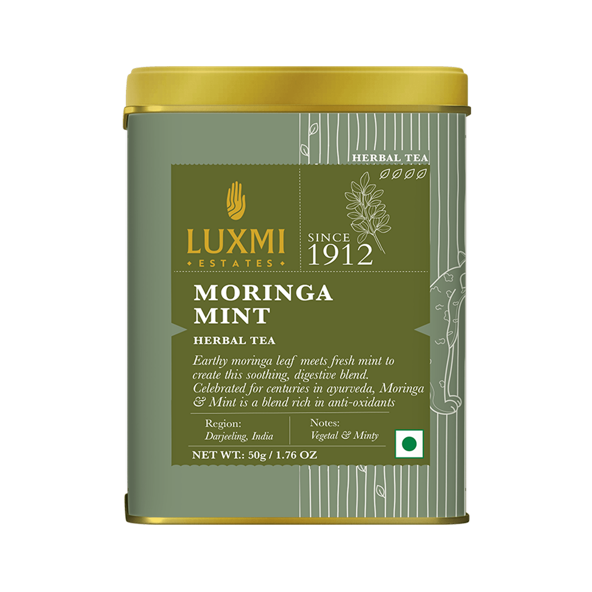 Moringa Mint | 50 gm | Organic Herbal Tea - Luxmi Estates