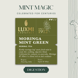 Moringa Mint | 50 gm | Organic Herbal Tea - Luxmi Estates