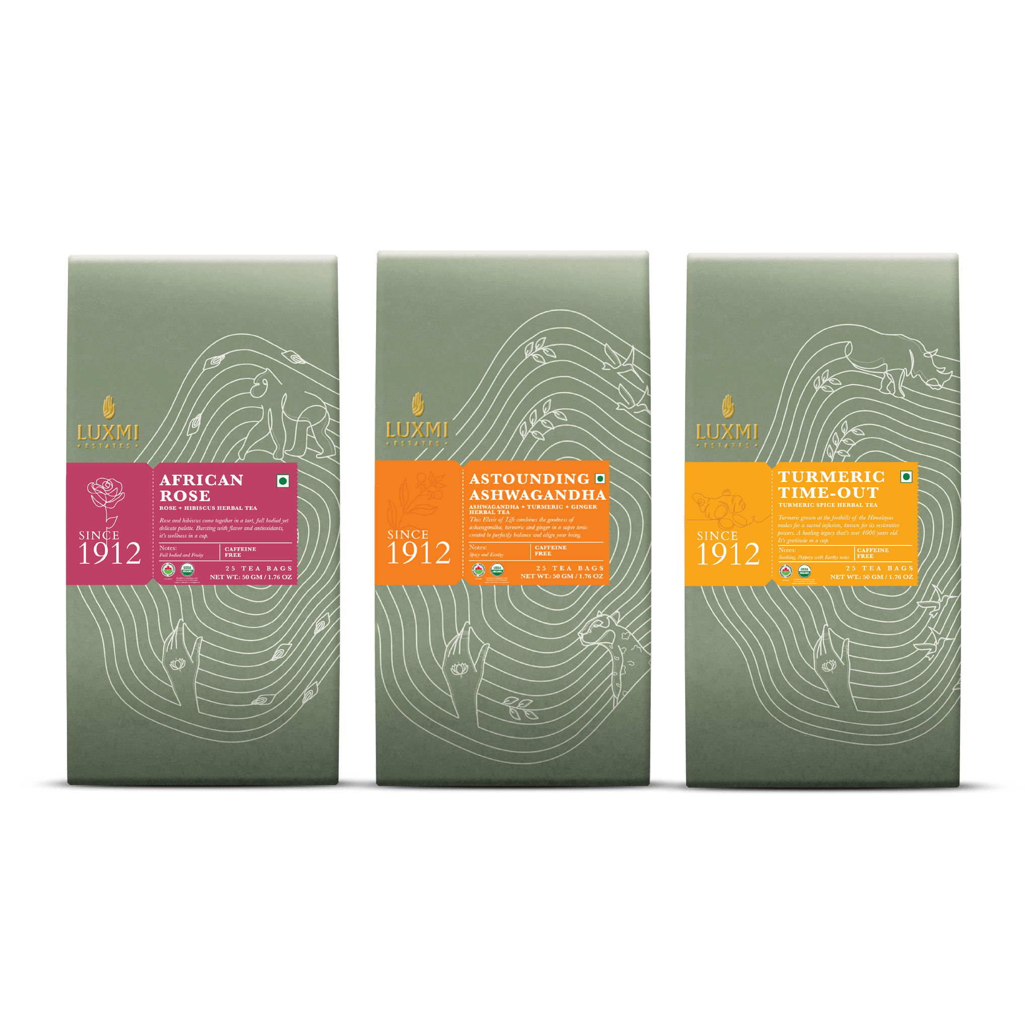 Organic Herbal Tea Collection Tea Bags - Luxmi Estates