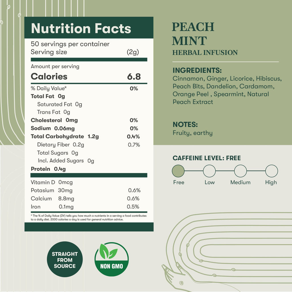 Peach Mint | 100 gm | Organic Herbal Tea - Luxmi Estates USA