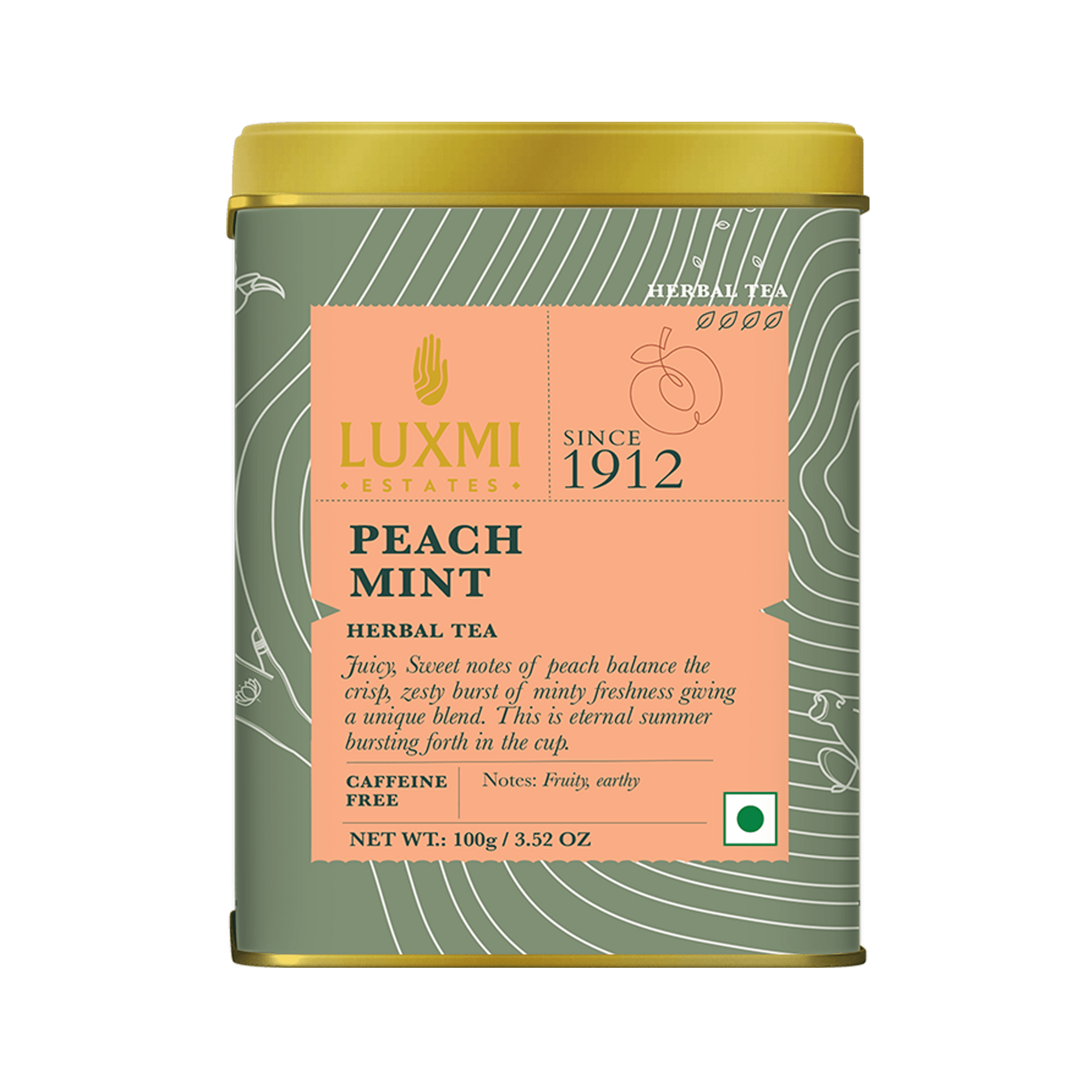 Peach Mint | 100 gm | Organic Herbal Tea - Luxmi Estates