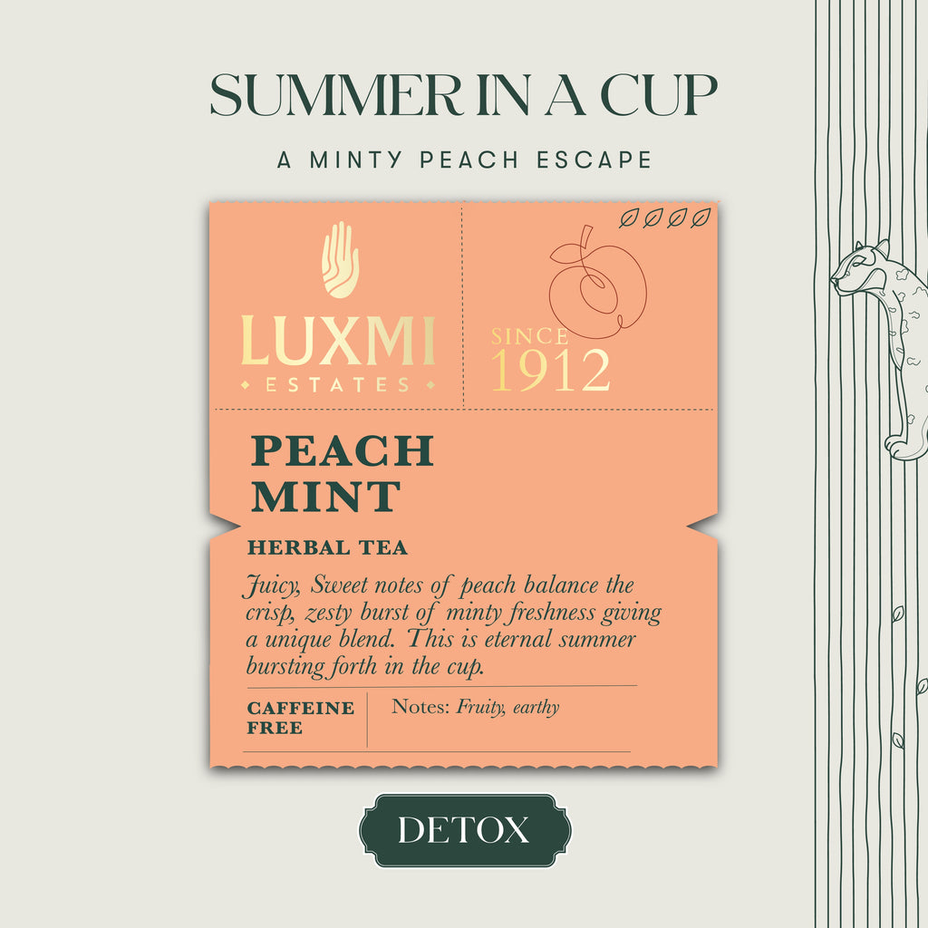 Peach Mint Tea | 25 Teabags | Herbal Tea - Luxmi Estates USA