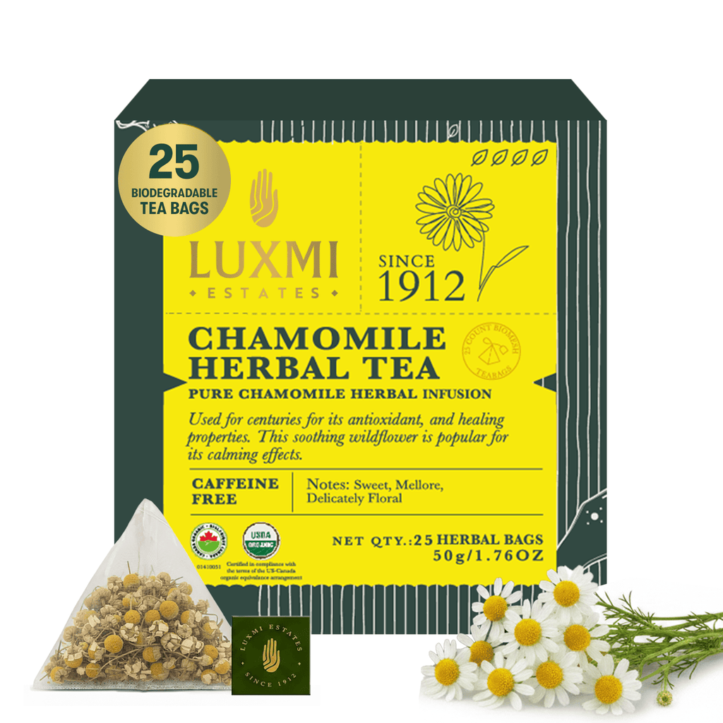 Pure Chamomile Tea | Herbal Tea | 25 tea bags - Luxmi Estates USA