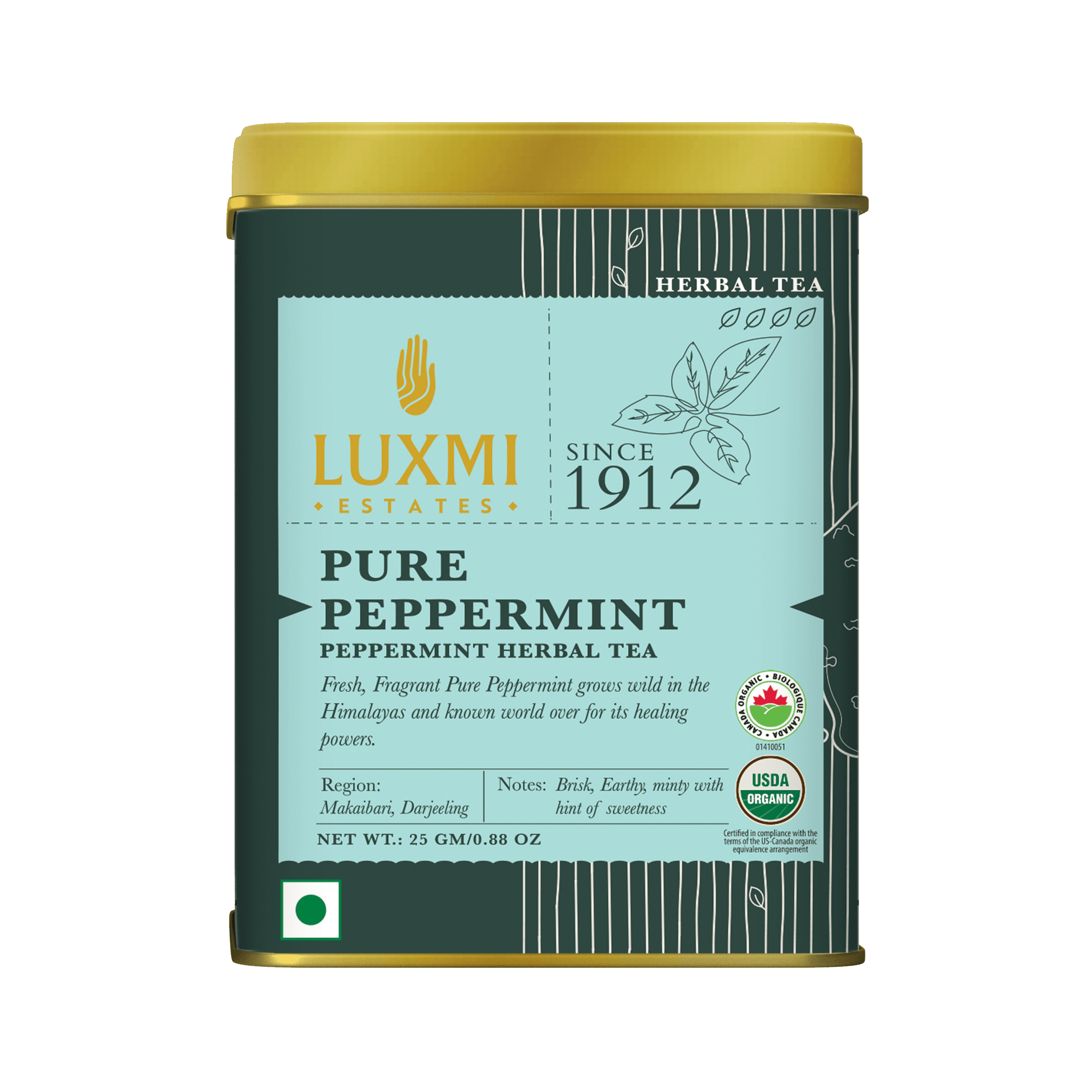 Pure Peppermint | 25gm | Organic Herbal Tea - Luxmi Estates